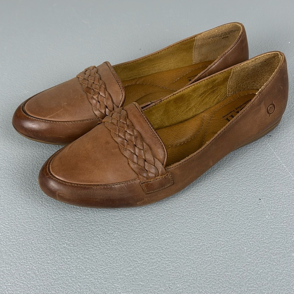 Born Brown Braided Detail Loafer. Size  8.5.